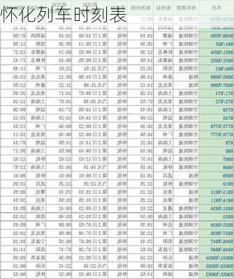 怀化列车时刻表