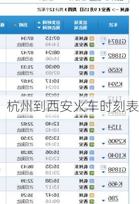 杭州到西安火车时刻表