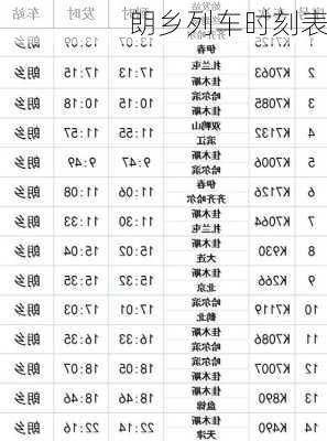 朗乡列车时刻表