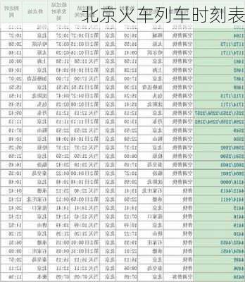 北京火车列车时刻表